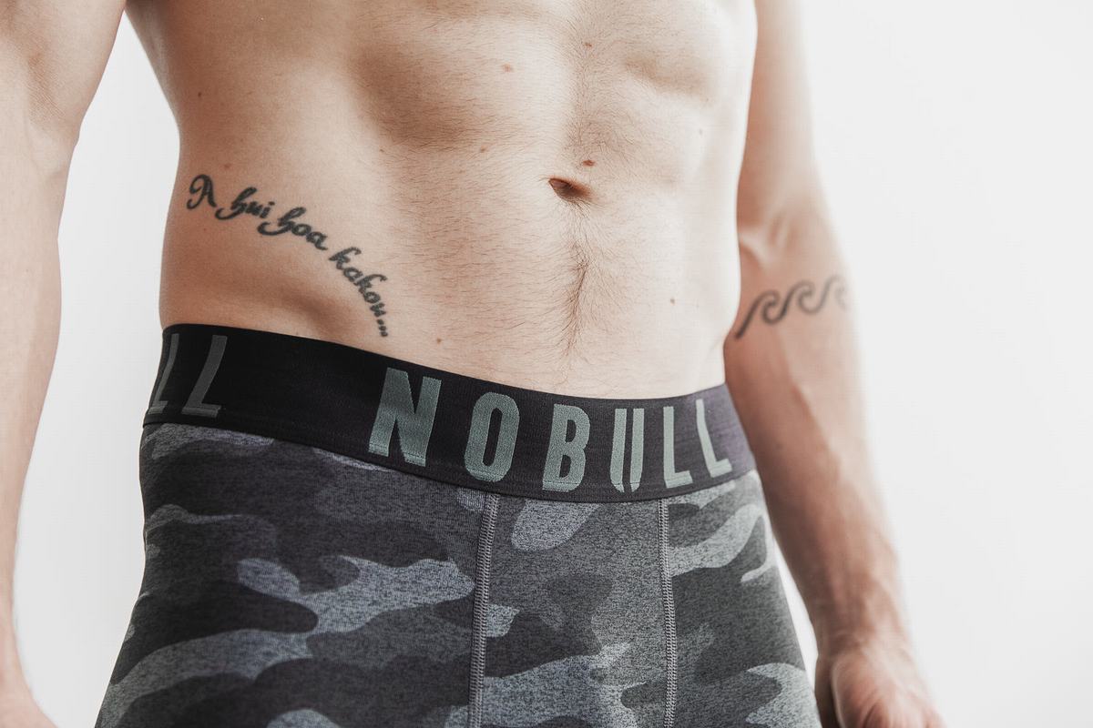 Nobull 3/4 Compression Plush Heather Men's Tights Dark Grey Camo | Australia (DJ3715)